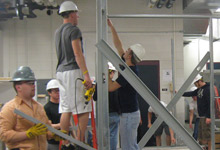 students in a construction lab